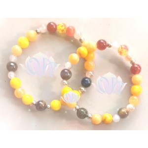 PULSEIRA ANCESTRAL - 2º RAIO - CHAMA AMARELO - DOURADO (C/ PEDRAS PRECIOSAS)